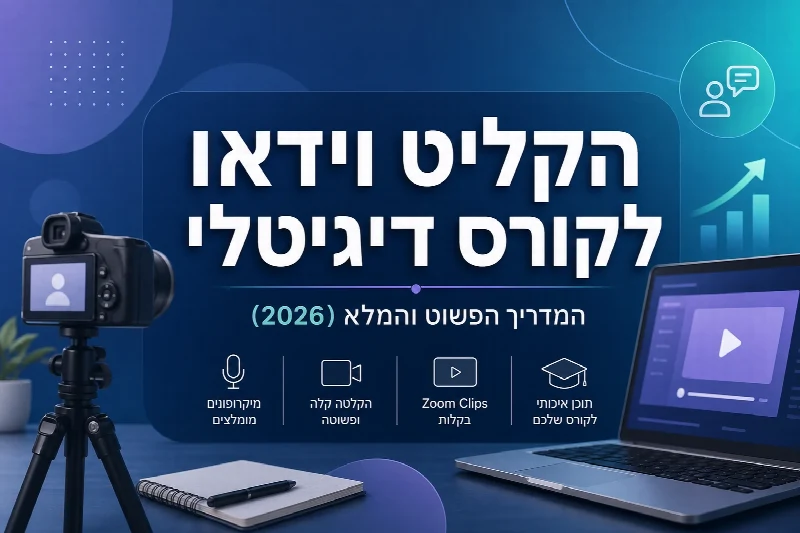 הקלטת וידאו לקורס דיגיטלי - ציוד, תאורה ועריכה ליוצרי תוכן