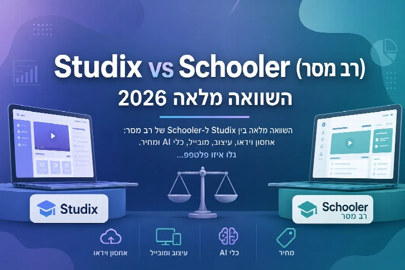 השוואה בין Studix ל-Schooler של רב מסר - פלטפורמות קורסים דיגיטליים